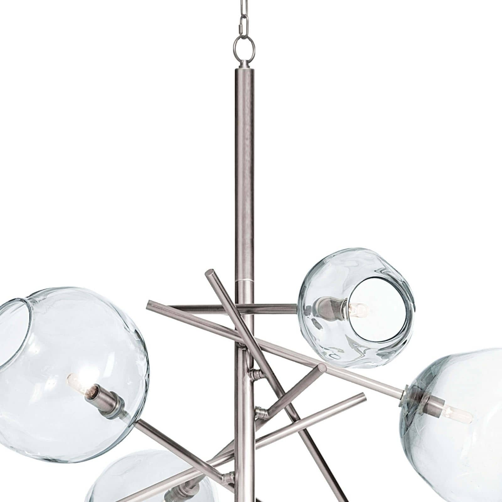 Smoked Glass and Brass Linear Chandelier