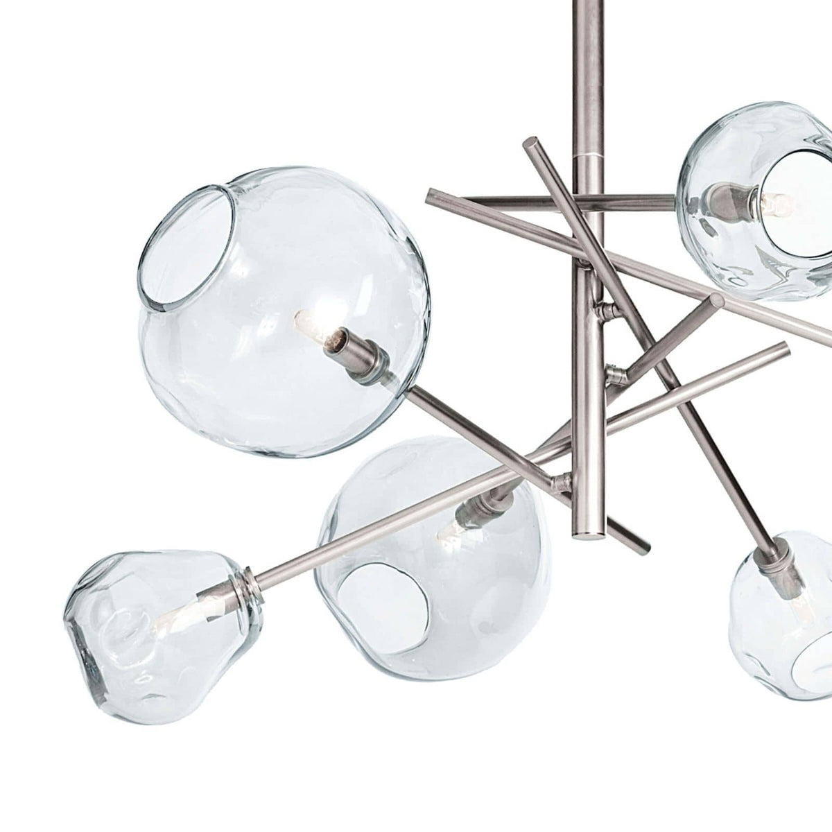 Smoked Glass and Brass Linear Chandelier