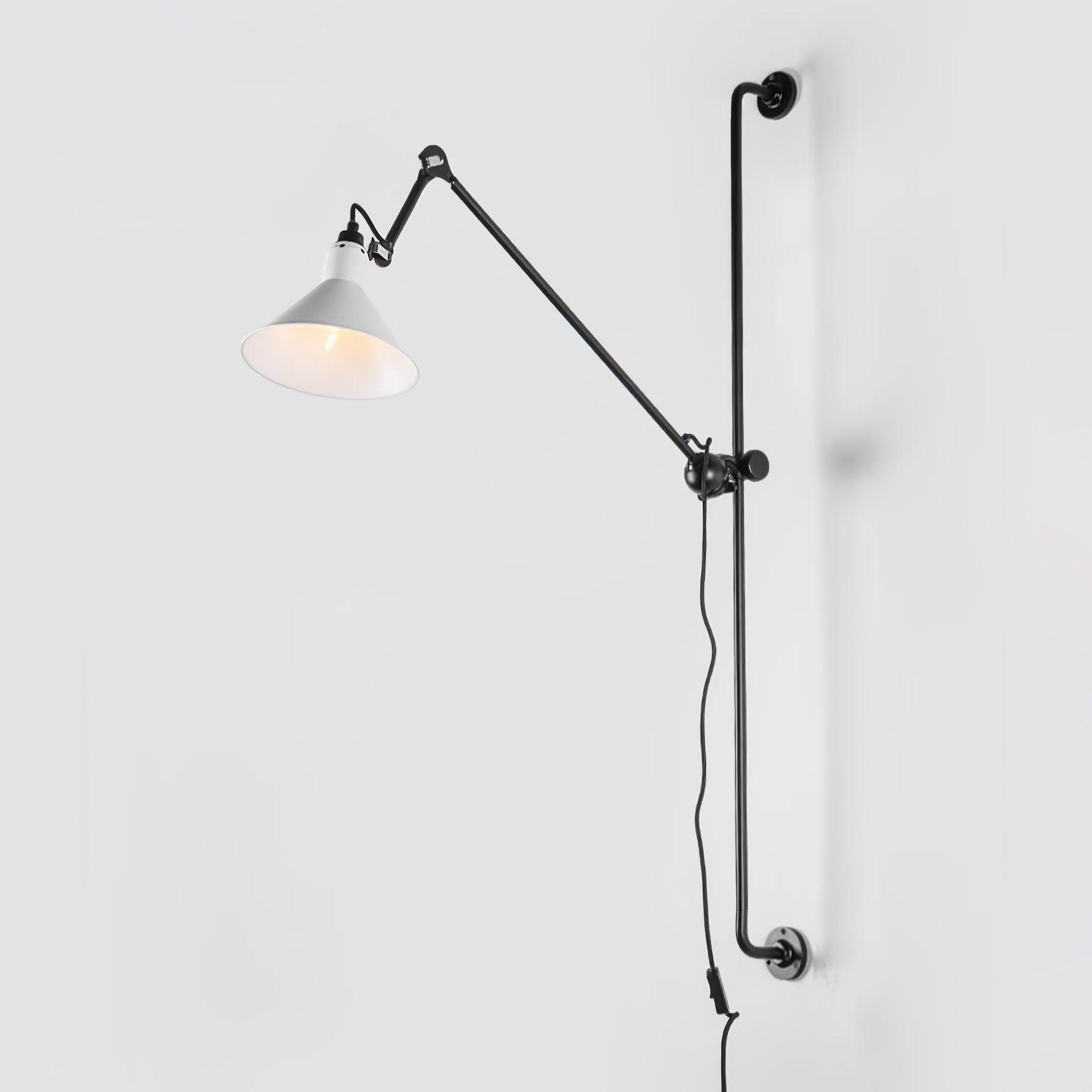 Tall Adjustable Rocker Arm Wall Light / ∅ 8.3″ x H 46.5″ / Dia 21cm x H 118cm / Grey & Black / AU Plug
