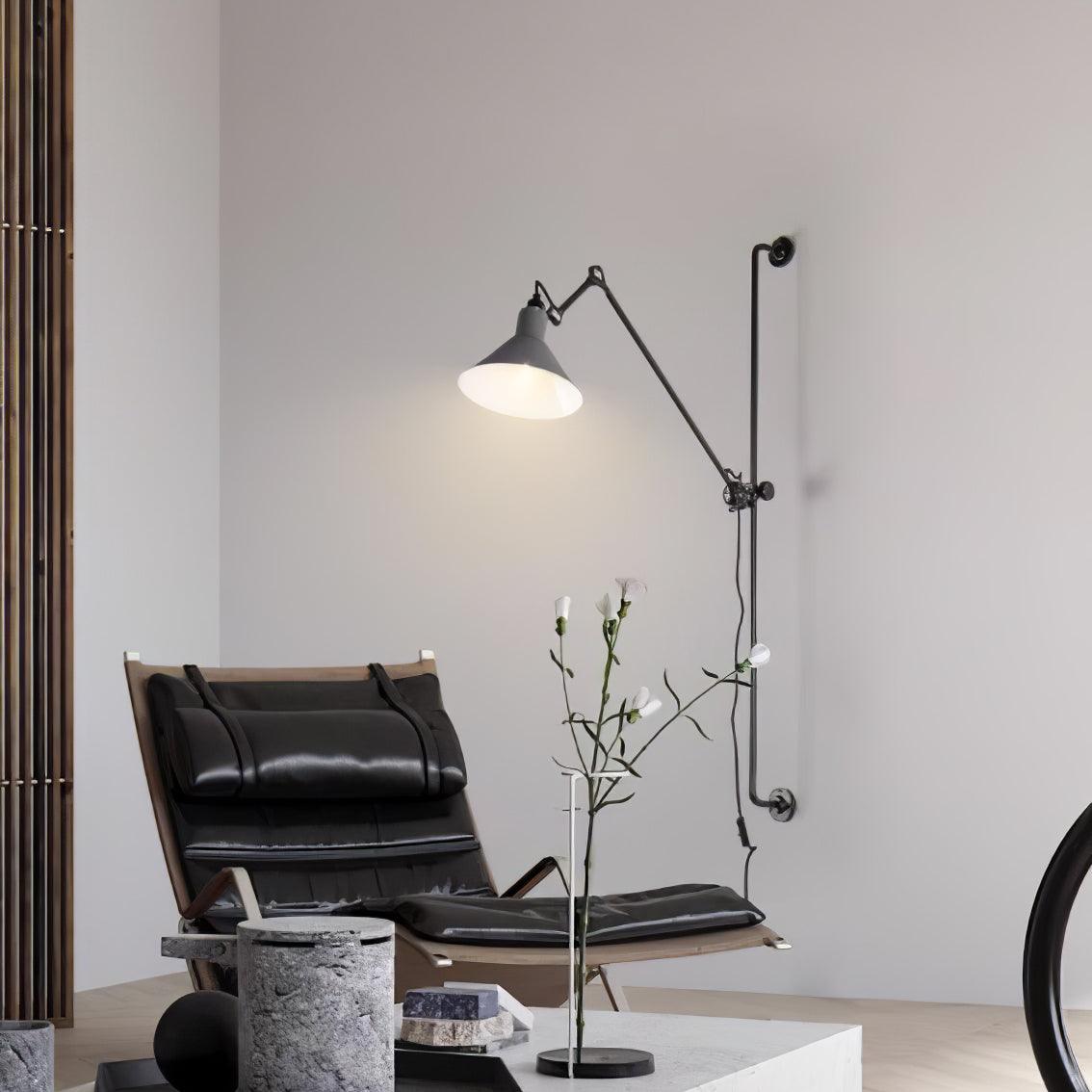 Tall Adjustable Rocker Arm Wall Light / ∅ 8.3″ x H 46.5″ / Dia 21cm x H 118cm / White & Black / AU Plug