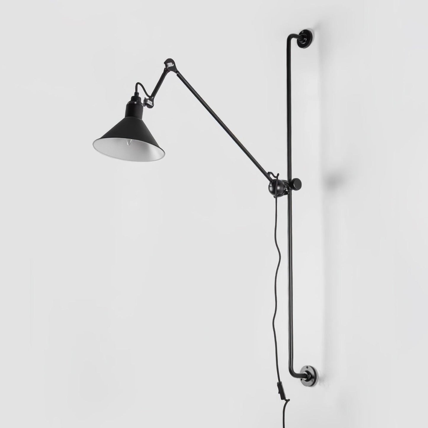 Tall Adjustable Rocker Arm Wall Light / ∅ 8.3″ x H 46.5″ / Dia 21cm x H 118cm / Yellow & Black / US Plug