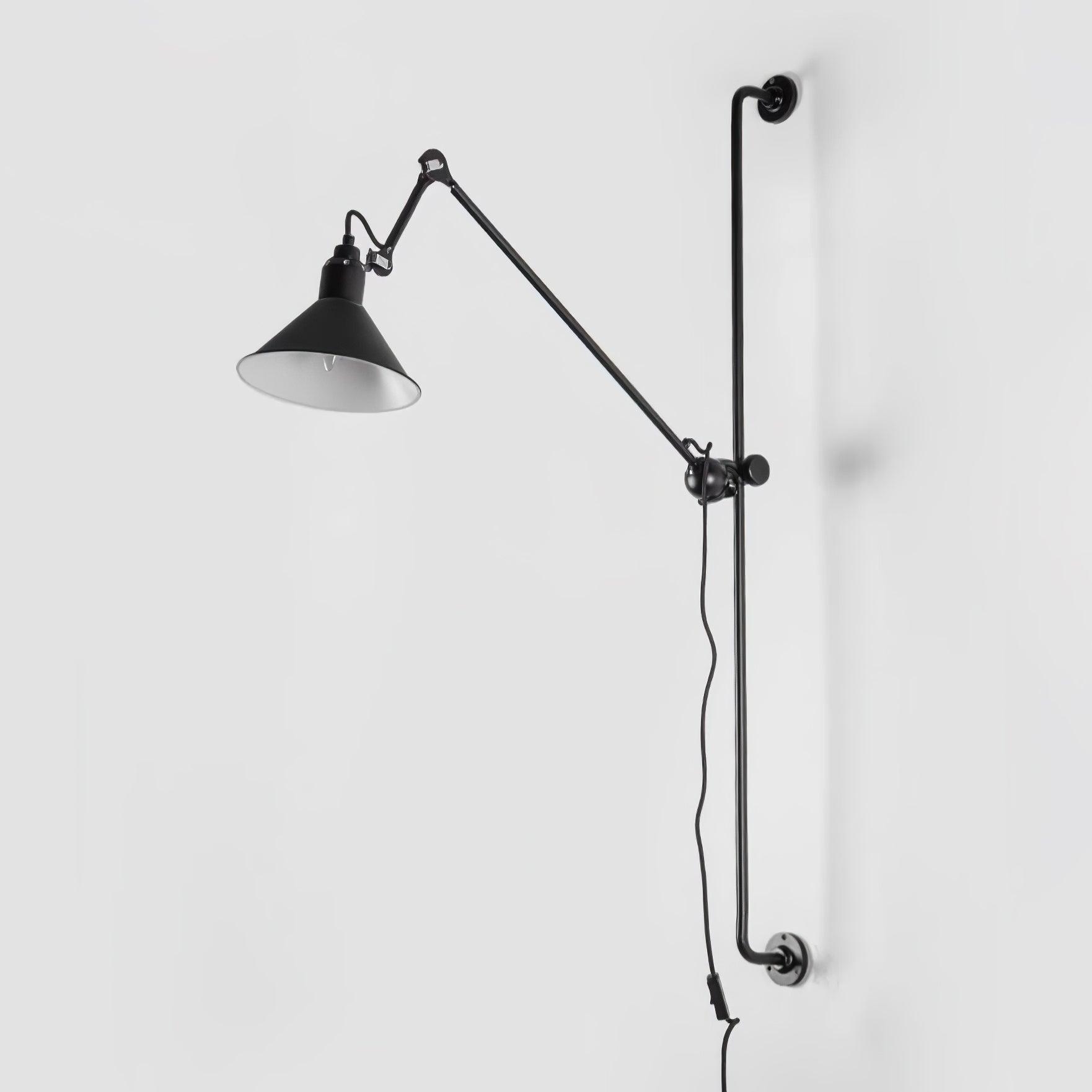 Tall Adjustable Rocker Arm Wall Light / ∅ 8.3″ x H 46.5″ / Dia 21cm x H 118cm / Yellow & Black / US Plug