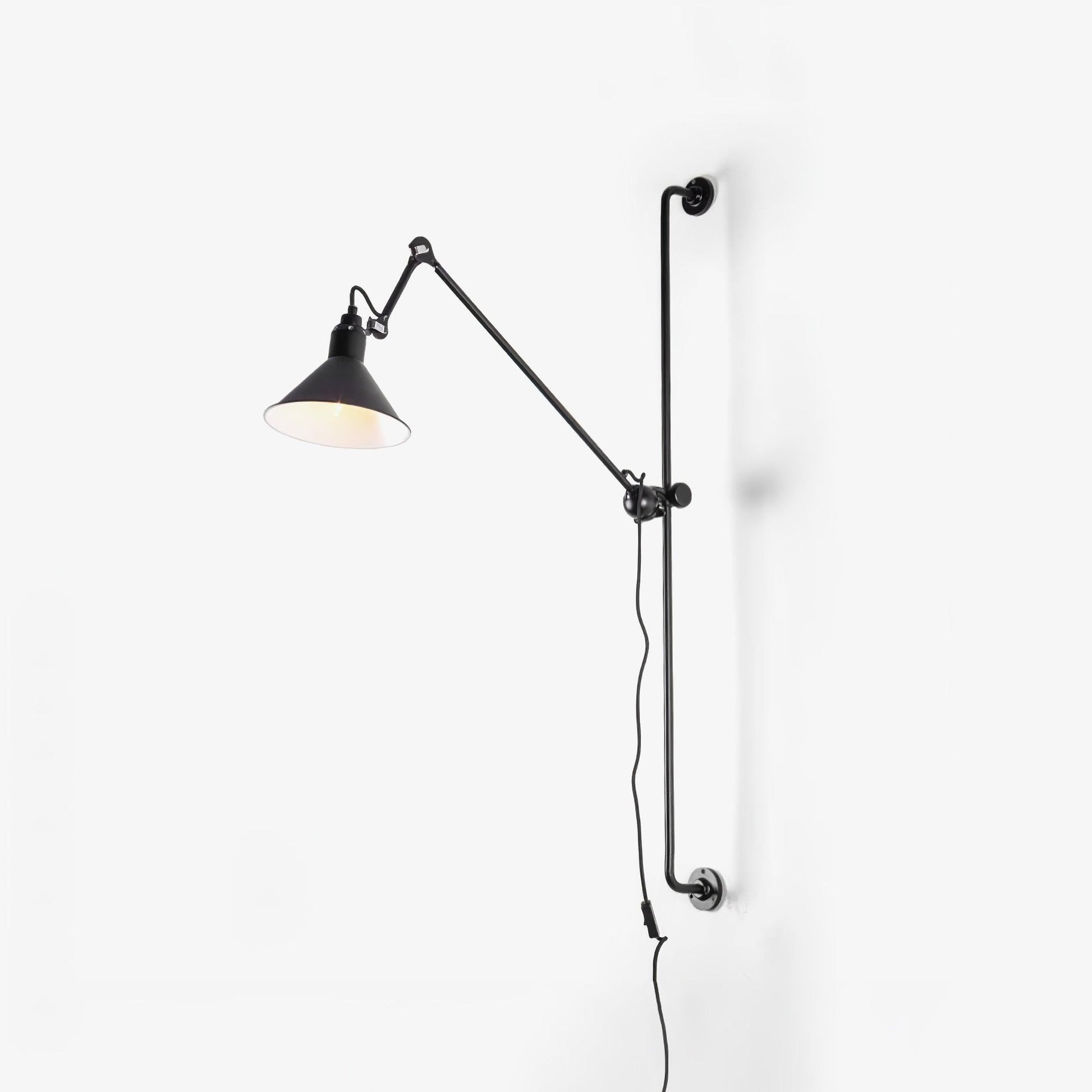 Tall Adjustable Rocker Arm Wall Light / ∅ 8.3″ x H 46.5″ / Dia 21cm x H 118cm / Grey & Black / US Plug