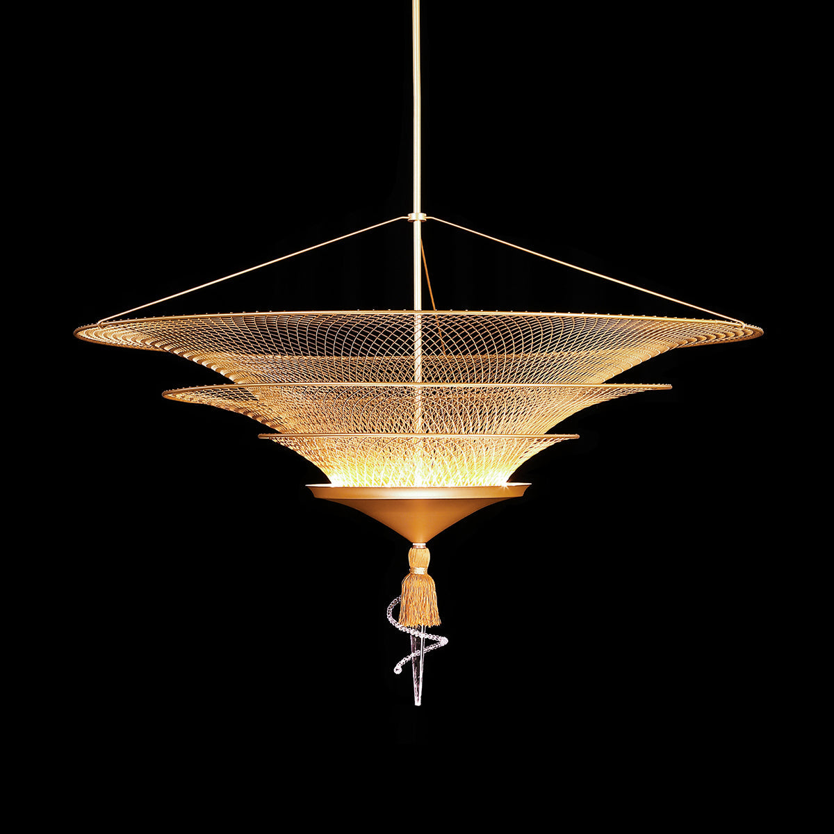 Three-Tier Gold Woven Metal Pendant / Default Title