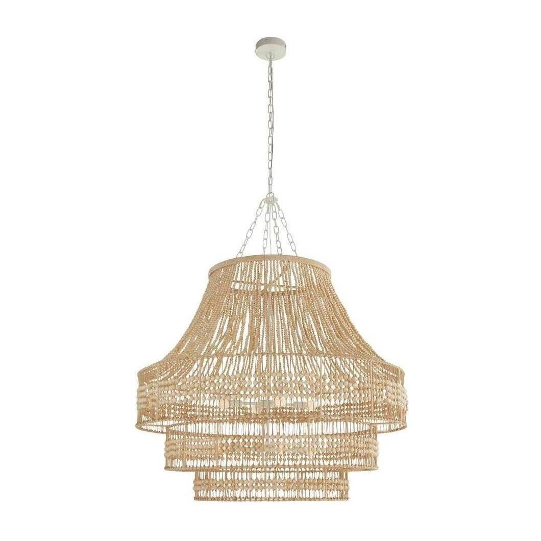 Tiered Wooden Bead Empire Chandelier / Large