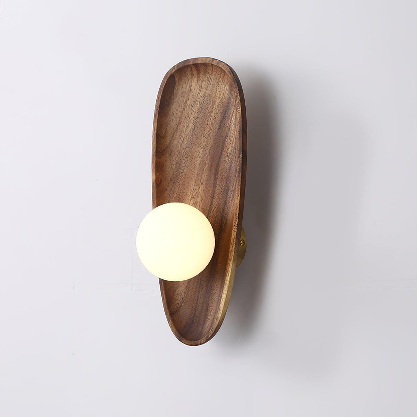 Walnut Wood and Glass Globe LED Wall Light