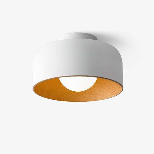 Wood Grain Dome Flush Mount Ceiling Light / ∅ 8.7″ x H 5.1″ / Black