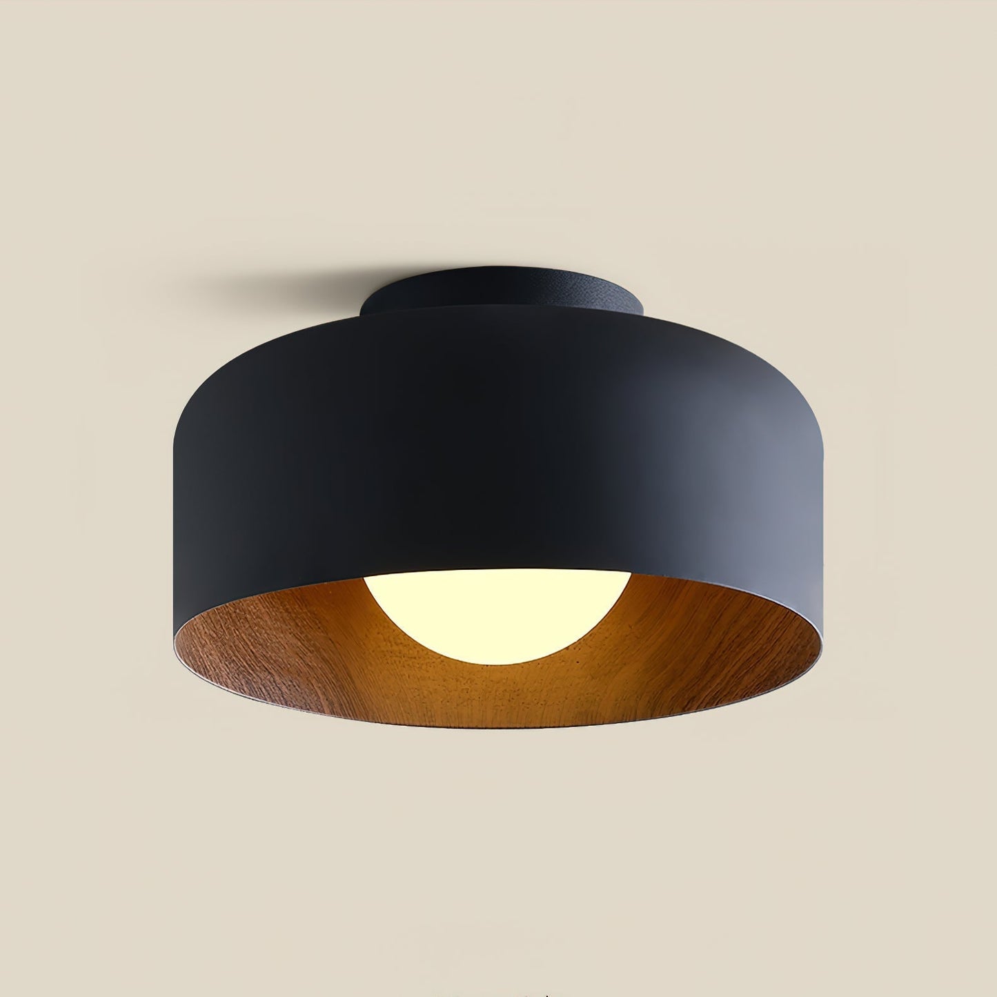 Wood Grain Dome Flush Mount Ceiling Light