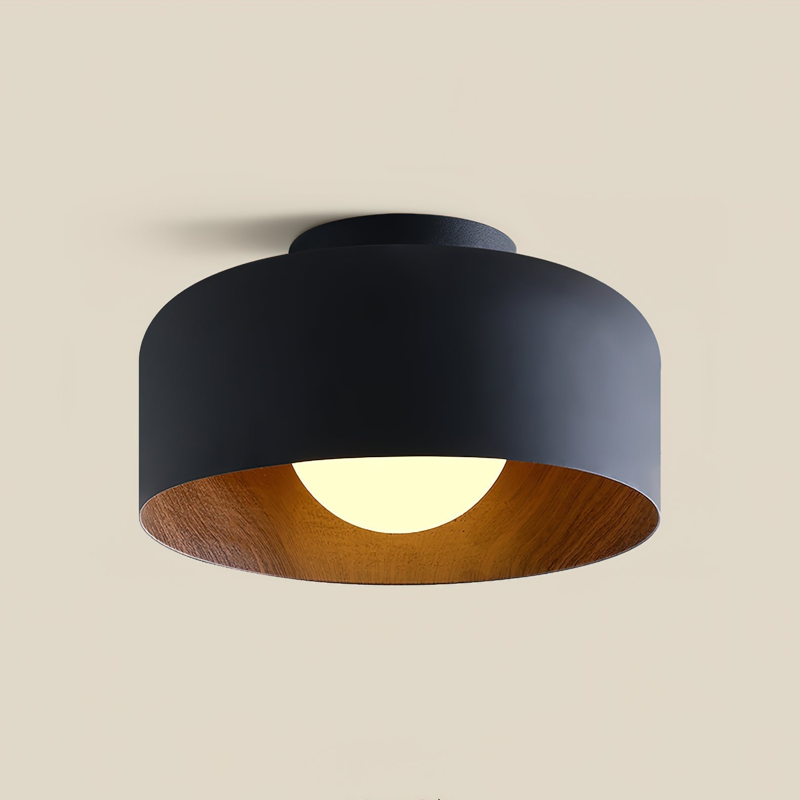 Wood Grain Dome Flush Mount Ceiling Light