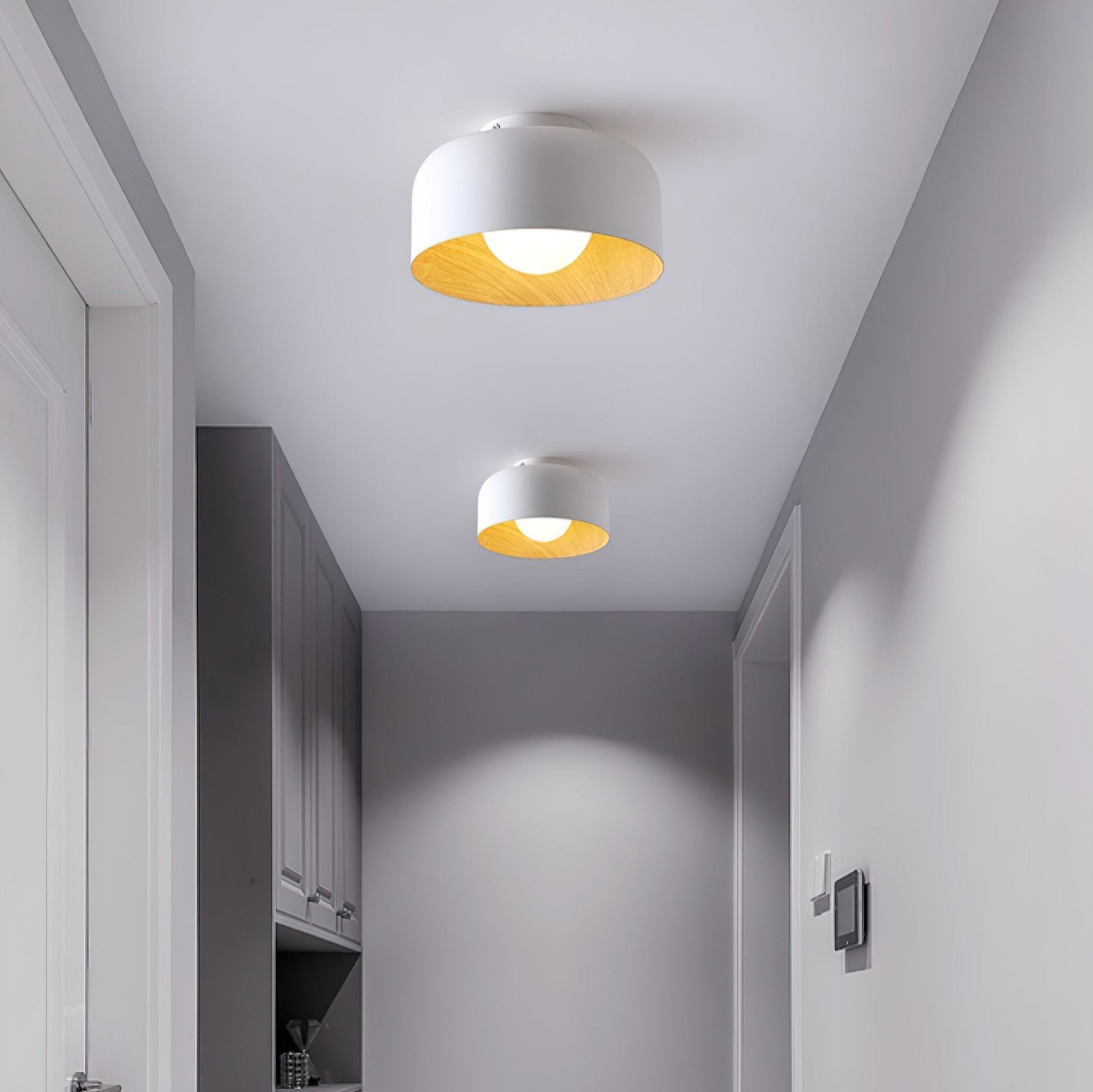 Wood Grain Dome Flush Mount Ceiling Light / ∅ 8.7″ x H 5.1″ / White