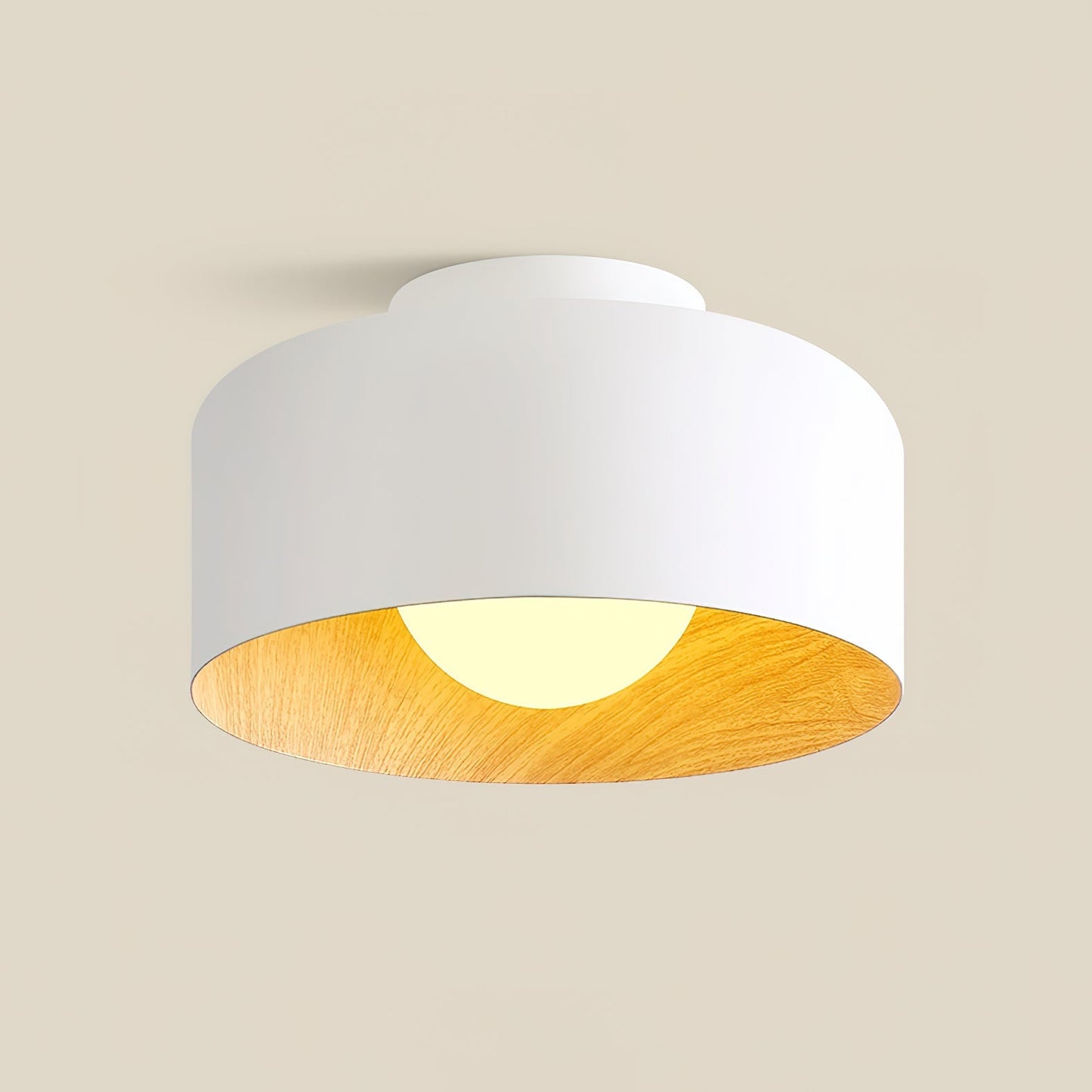 Wood Grain Dome Flush Mount Ceiling Light