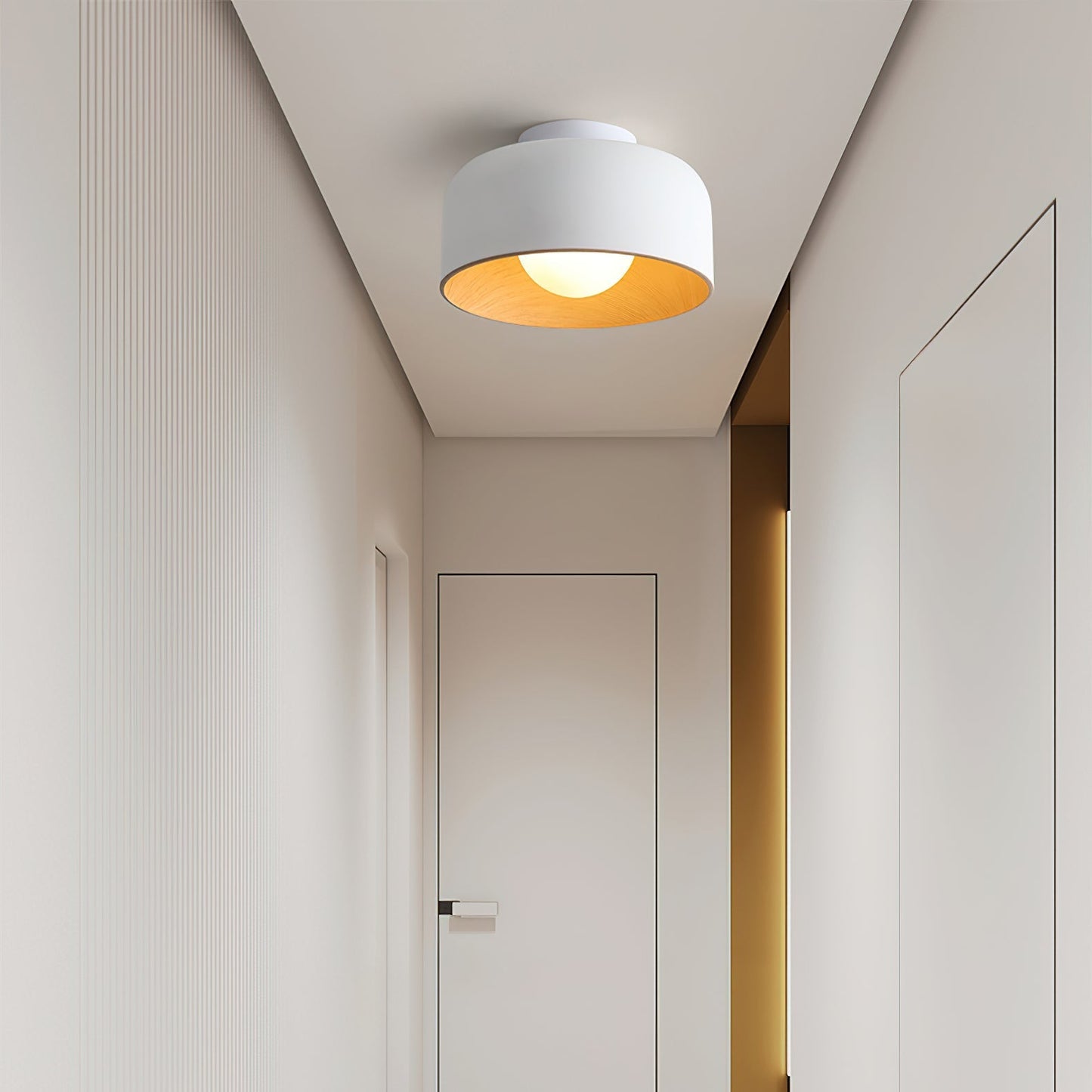 Wood Grain Dome Flush Mount Ceiling Light
