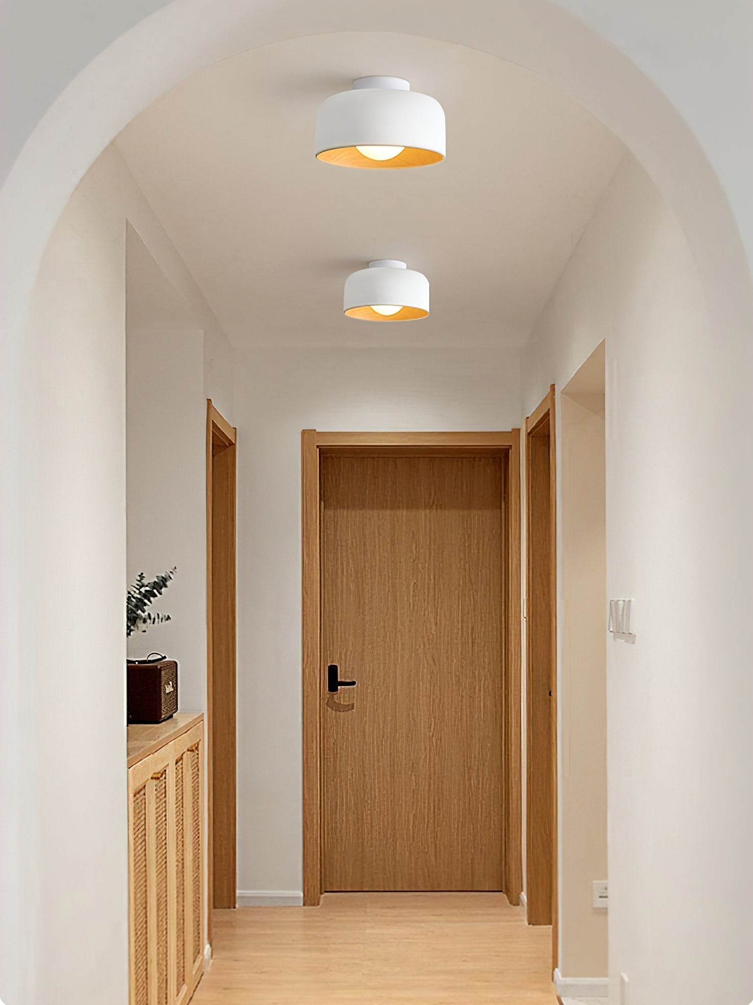 Wood Grain Dome Flush Mount Ceiling Light