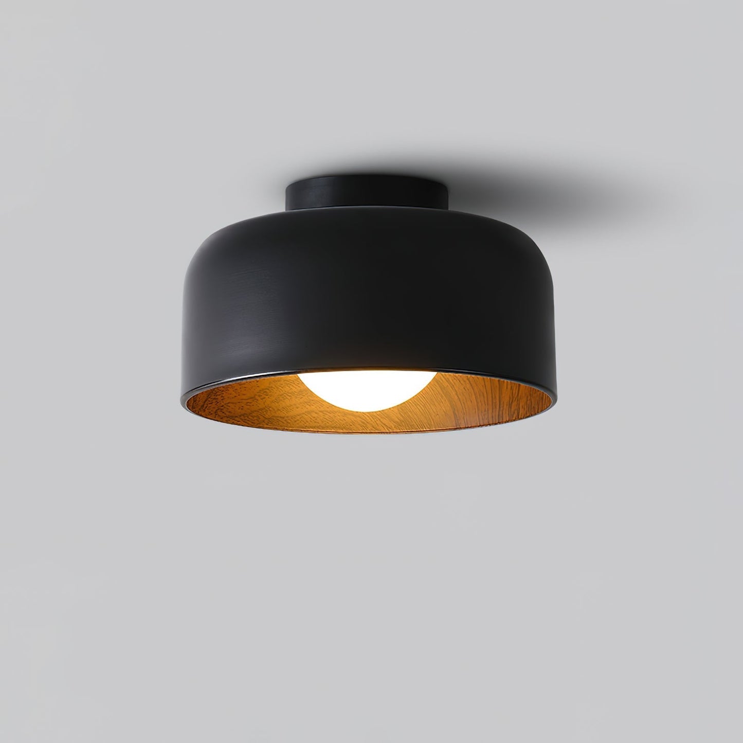Wood Grain Dome Flush Mount Ceiling Light