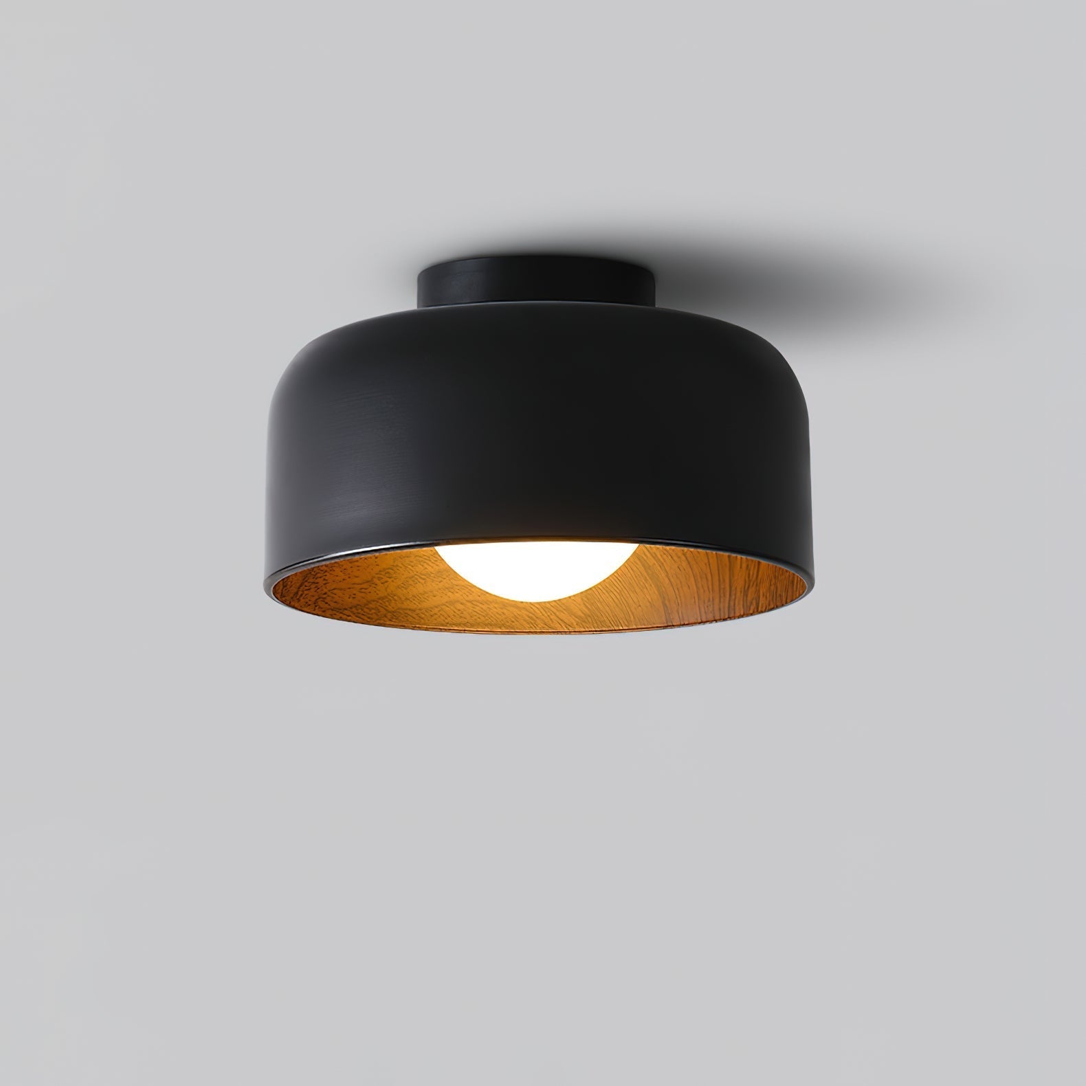Wood Grain Dome Flush Mount Ceiling Light