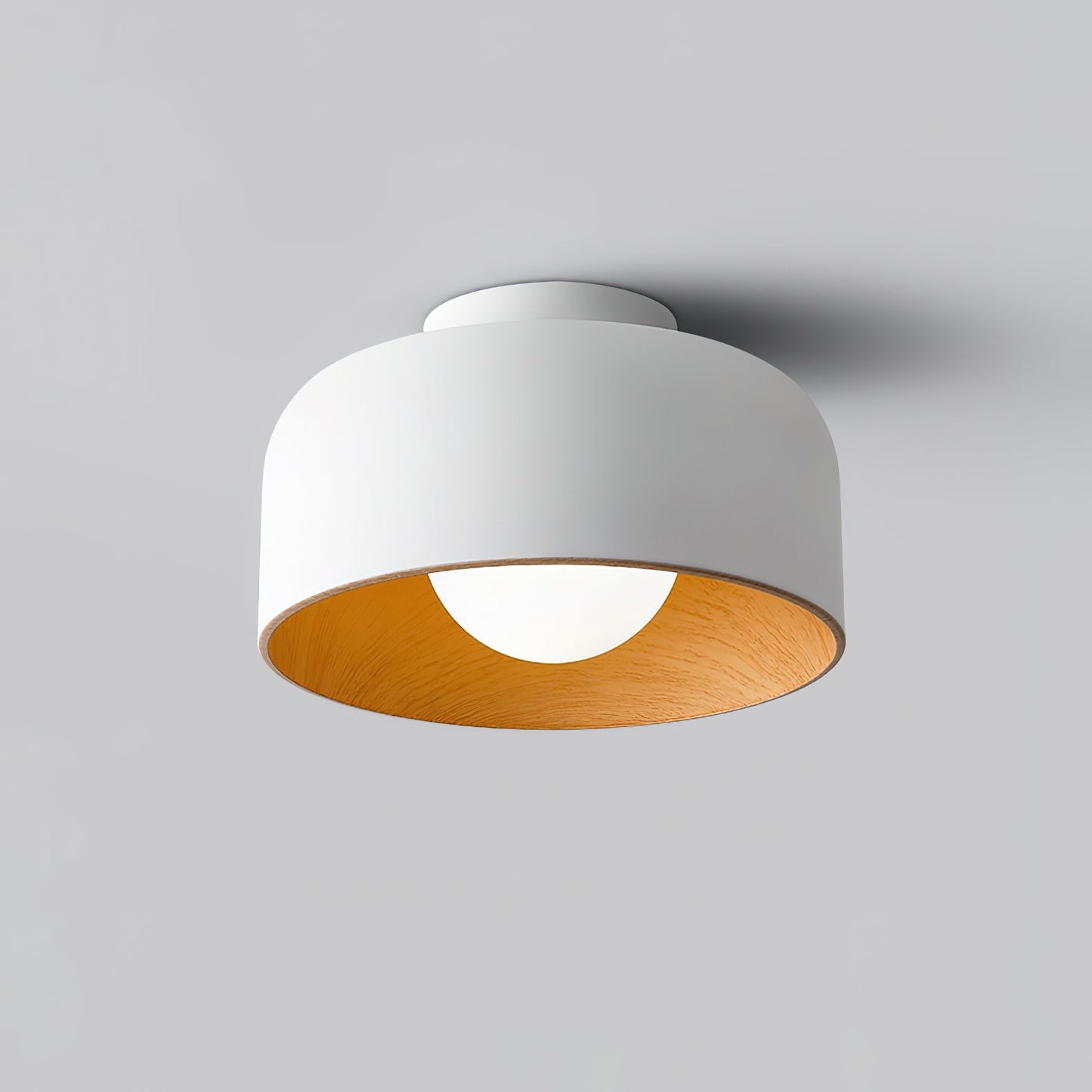 Wood Grain Dome Flush Mount Ceiling Light