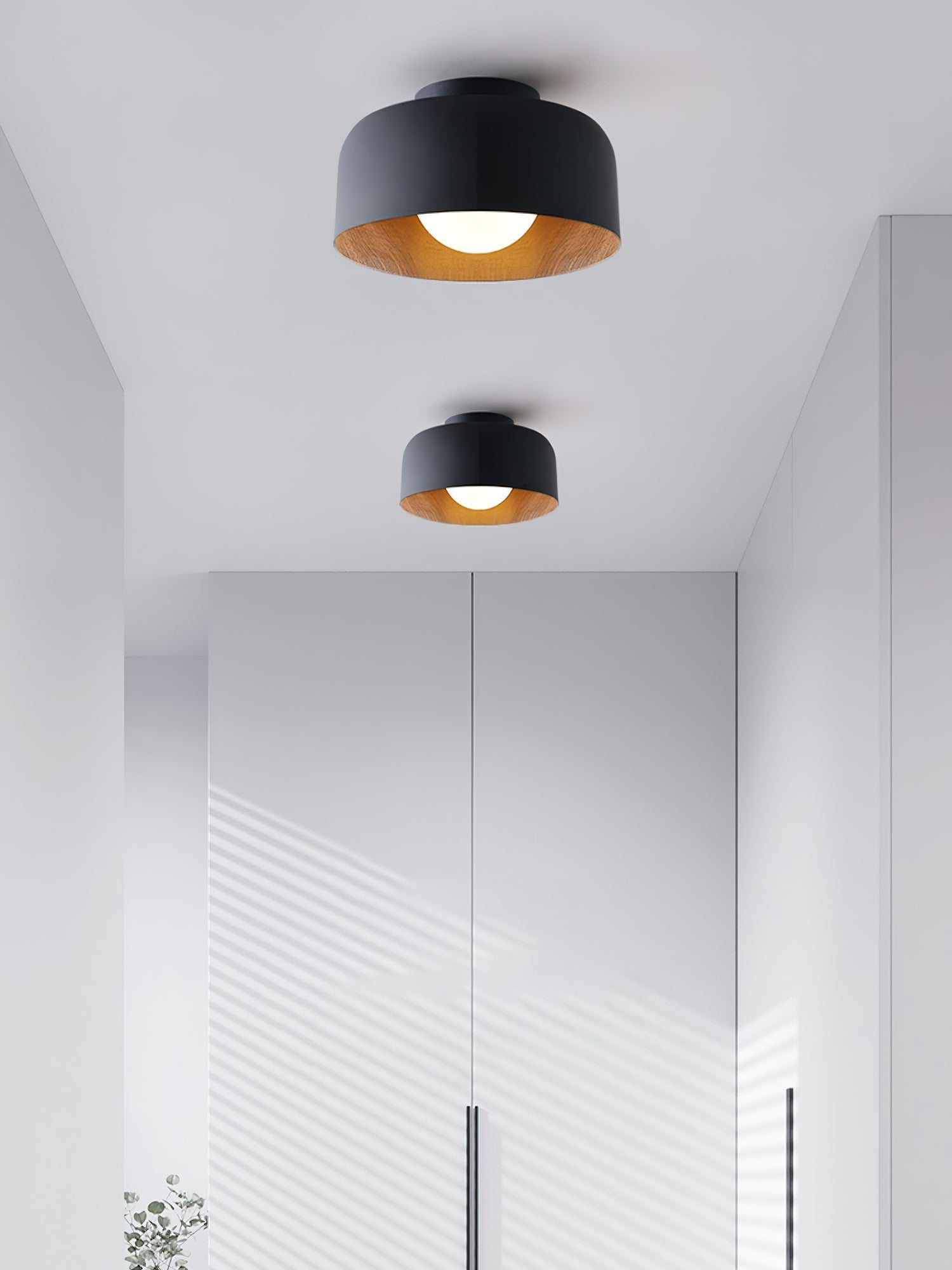 Wood Grain Dome Flush Mount Ceiling Light