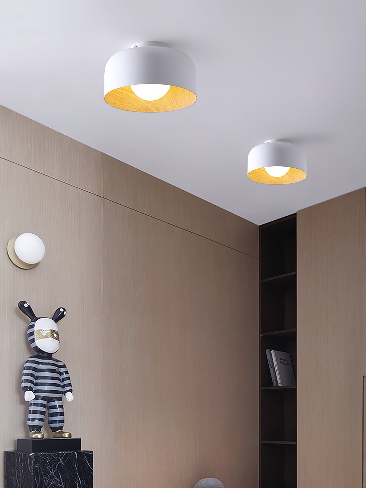 Wood Grain Dome Flush Mount Ceiling Light