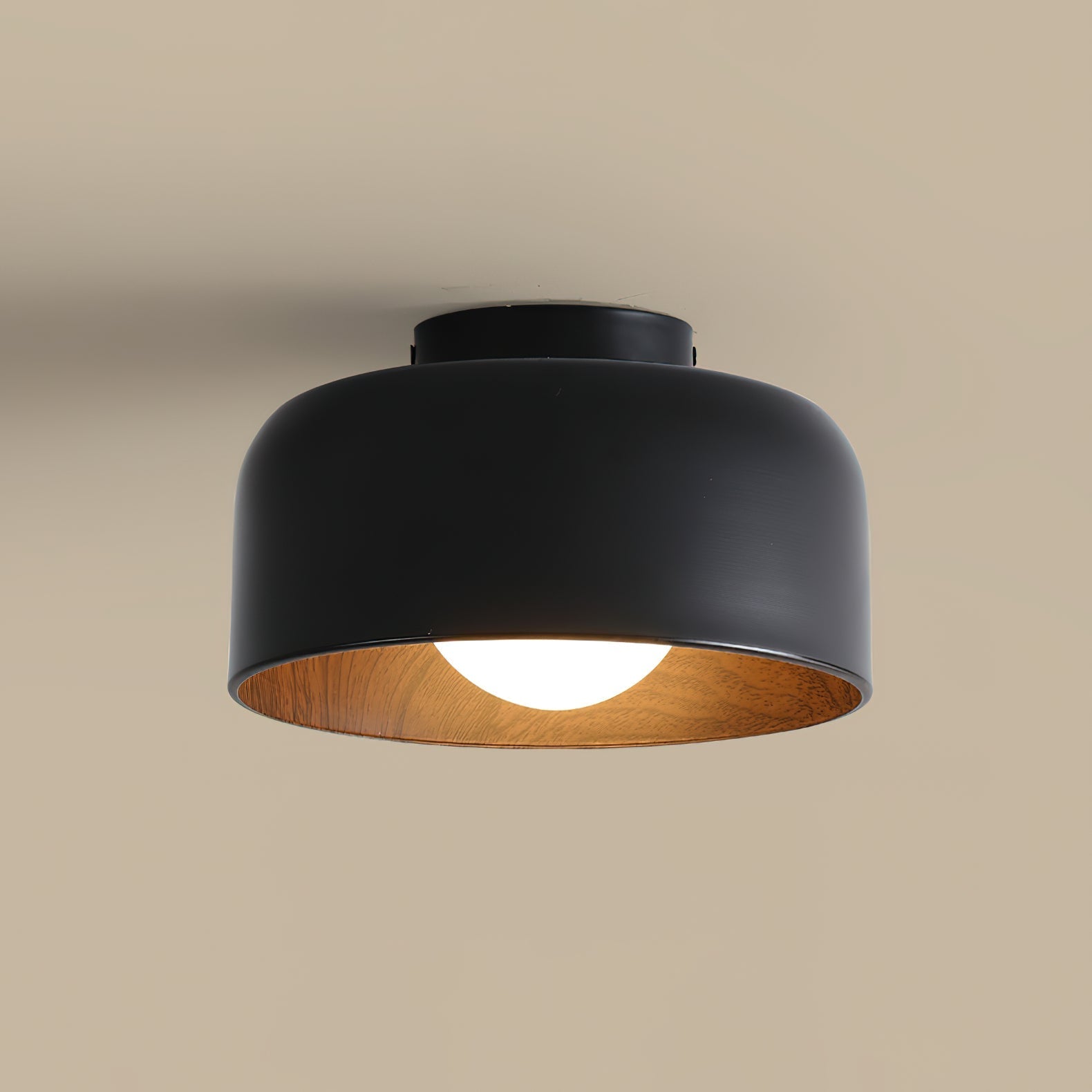 Wood Grain Dome Flush Mount Ceiling Light