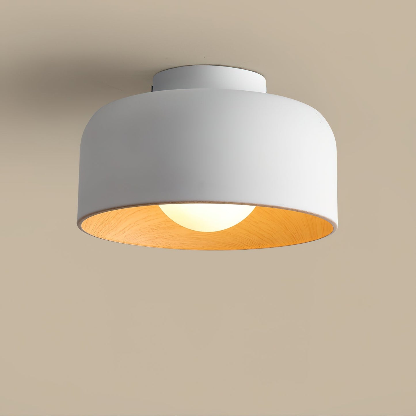 Wood Grain Dome Flush Mount Ceiling Light