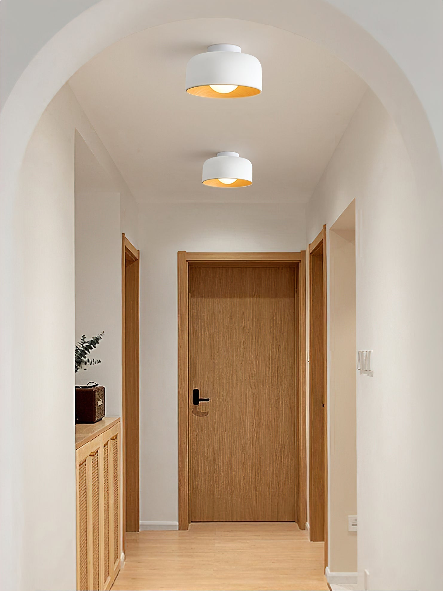 Wood Grain Dome Flush Mount Ceiling Light