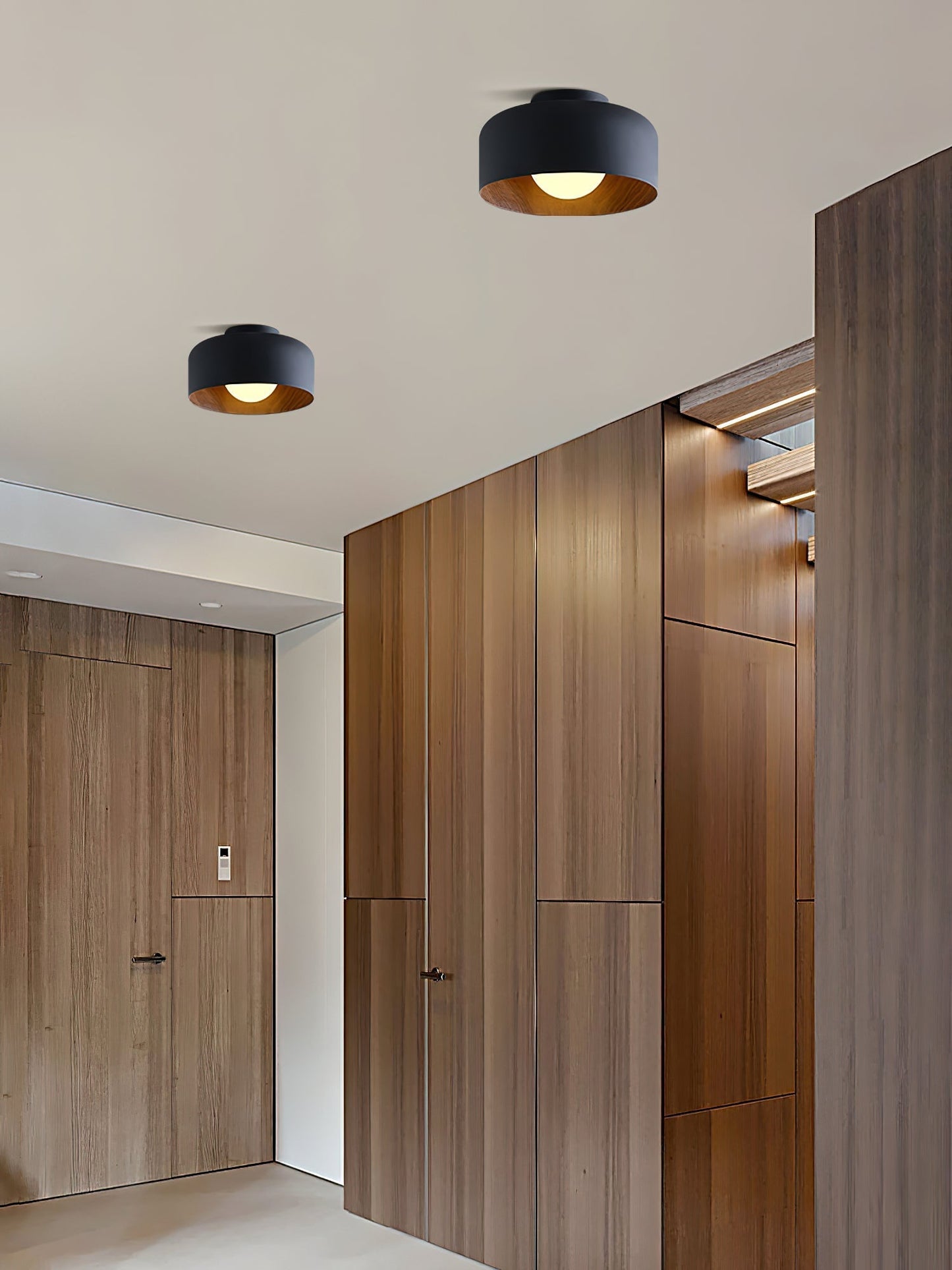 Wood Grain Dome Flush Mount Ceiling Light