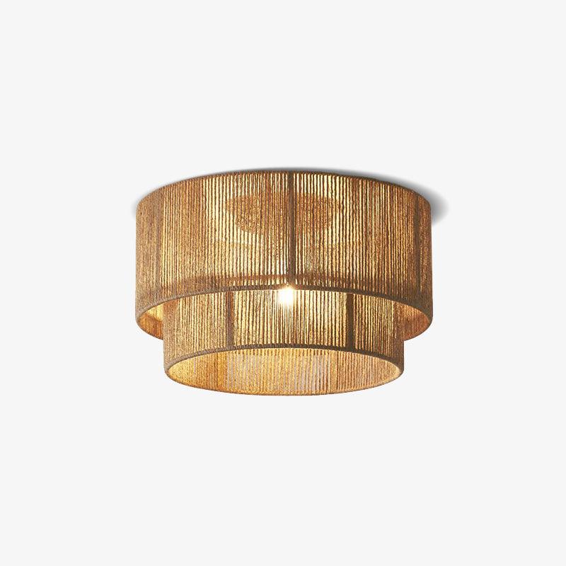 Woven Hemp Drum Ceiling Light / ∅ 13.8″ x H 7.9″ / Dia 35cm x H 20cm / Brown