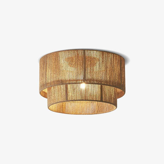 Woven Hemp Drum Ceiling Light / ∅ 13.8″ x H 7.9″ / Dia 35cm x H 20cm / Brown