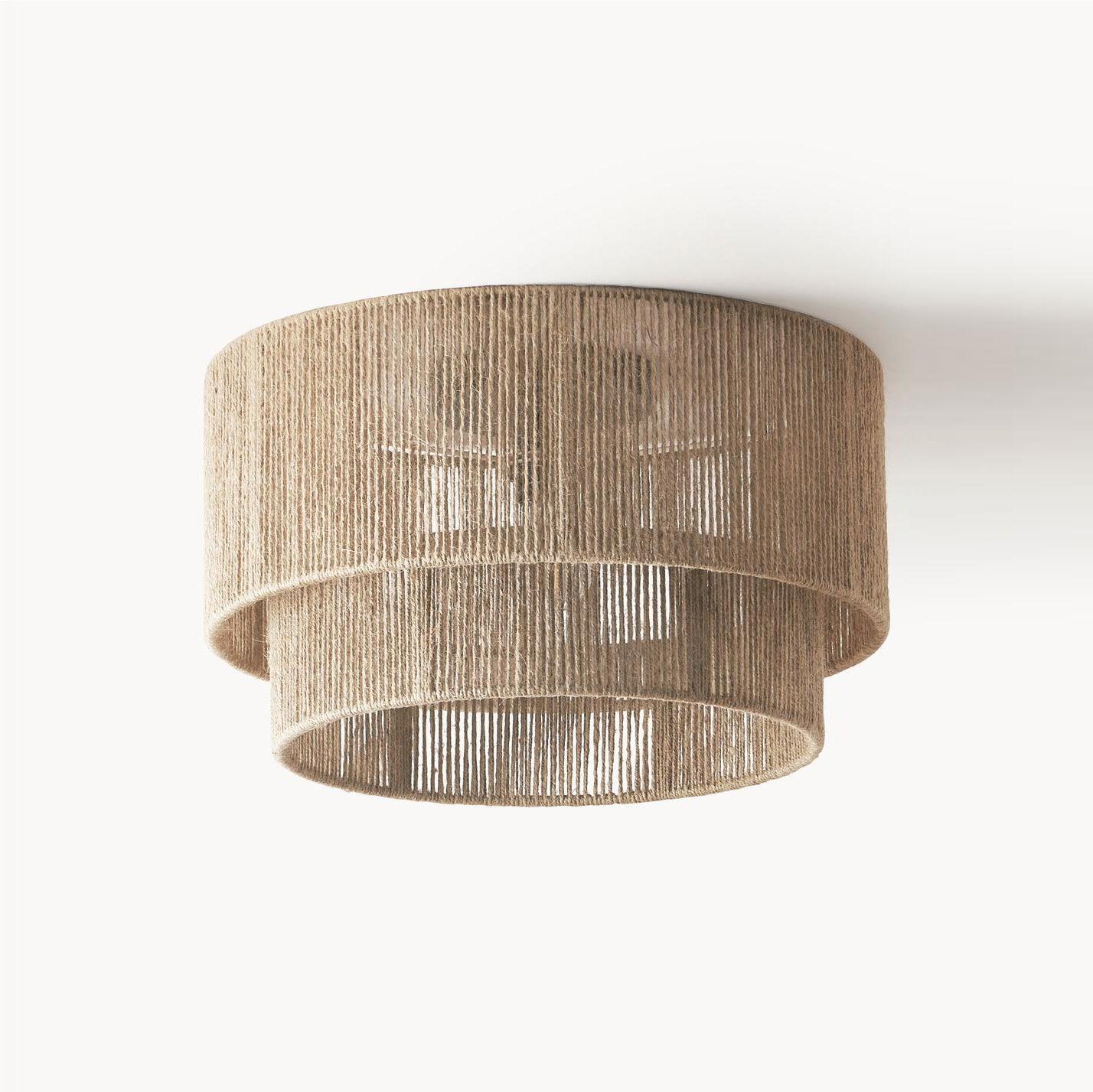 Woven Hemp Drum Ceiling Light / ∅ 19.7″ x H 12.2″ / Dia 50cm x H 31cm / Brown